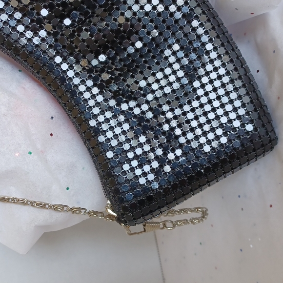 Metal Mesh Black Evening Purse - Picture 2 of 8